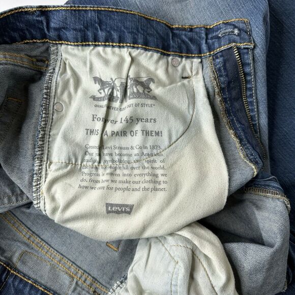 Levis 505 Denim Blue Jeans Mens 36 X 34 Medium Wash Straight Leg Mid Rise - Picture 9 of 14